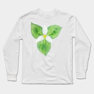 Watercolor Trillium Flower Long Sleeve T-Shirt